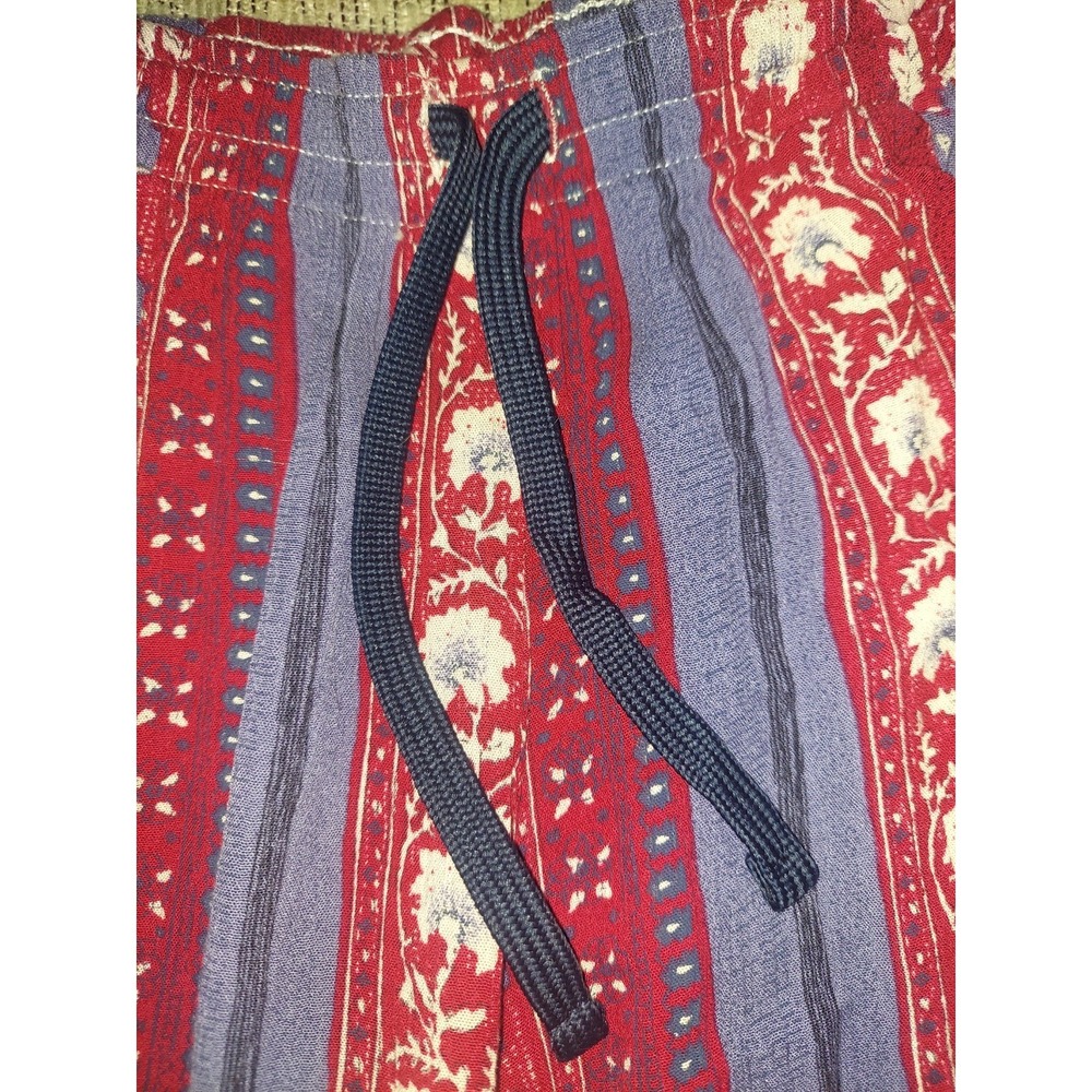 Hippie Beach Pants Size 8 Red Blue White Flowy High Slit Flare Leg Pool Vacation - Picture 7 of 7